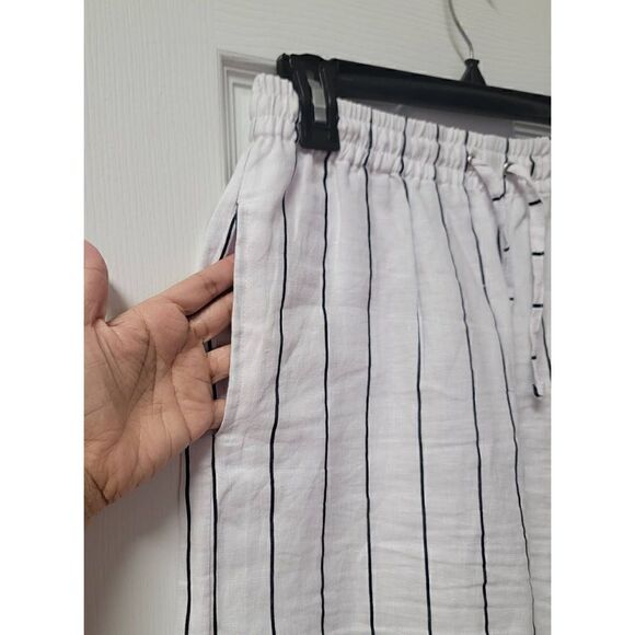 Strips Linen Wide-Leg High-Rise Pants S - Picture 6 of 9